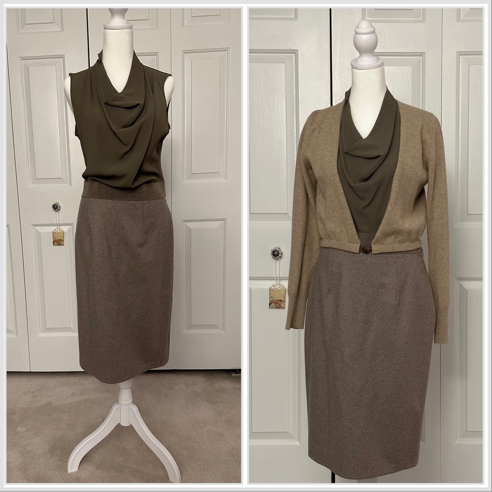 Fabiana Filippi two-piece midi dress in wool and silk, two tone.